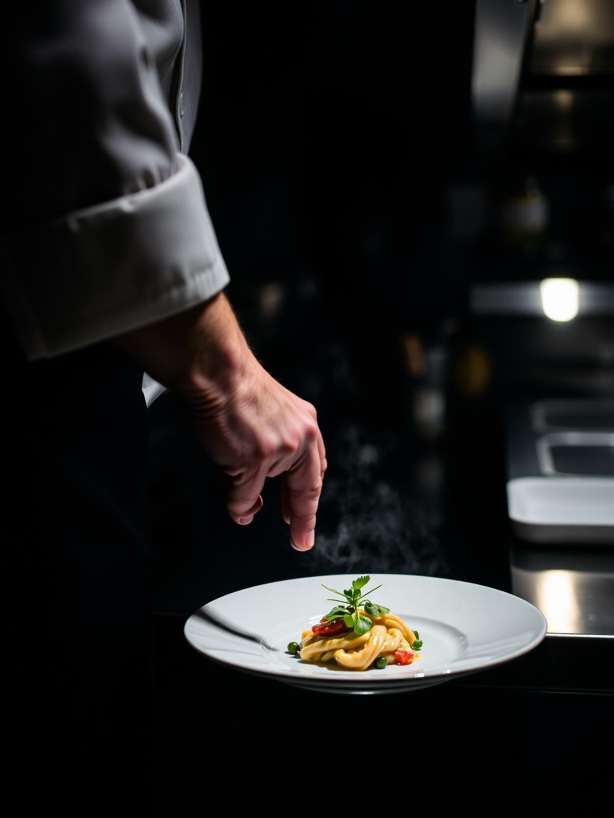 Chef plating a dish